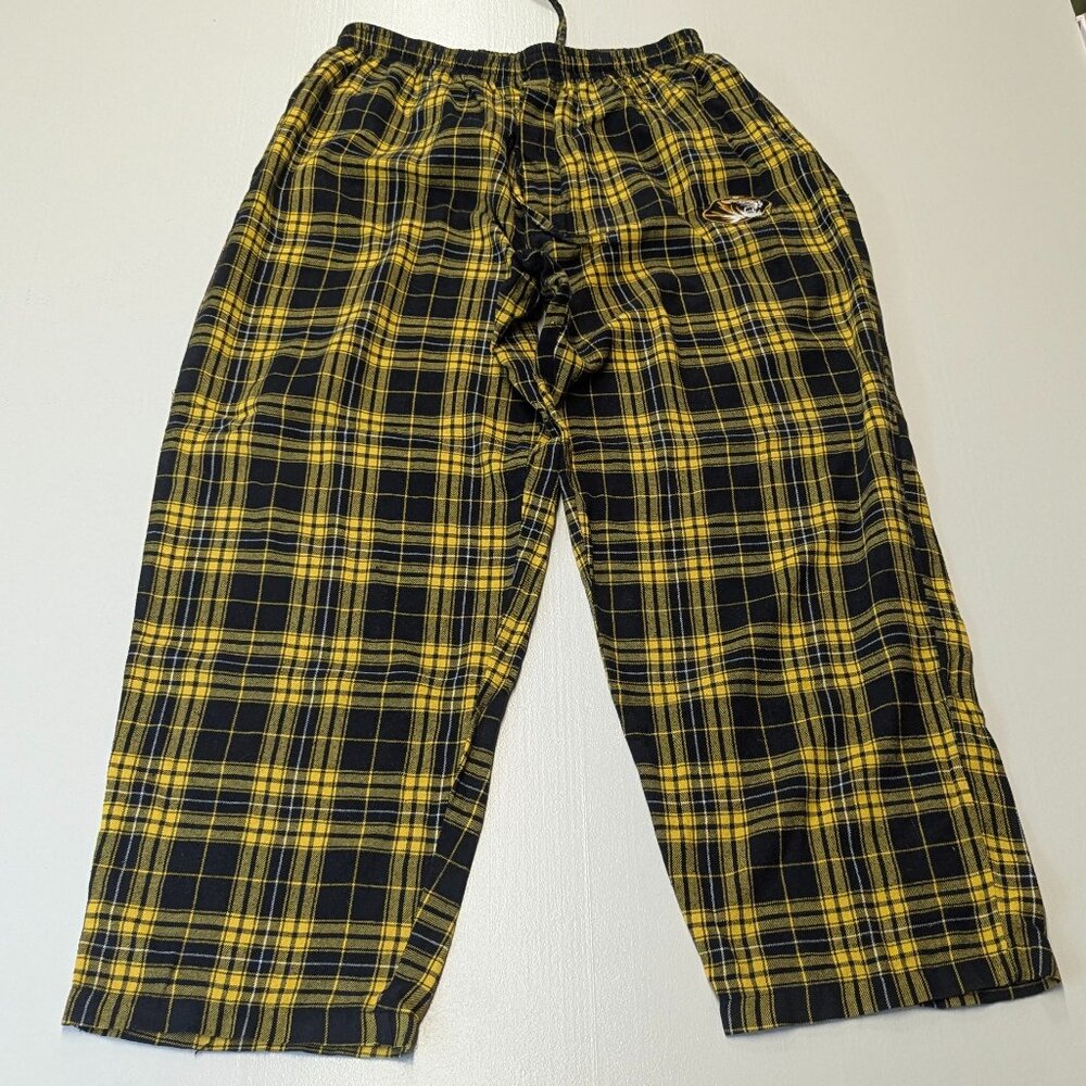 Sideline Apparel Mizzou Tigers Yellow/Black Plaid Pajama Bottoms XL